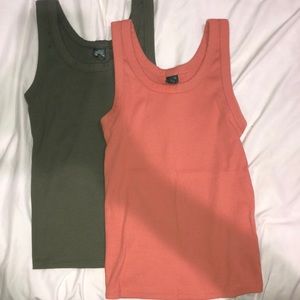 Green and Salmon colored tank top huddle!!
